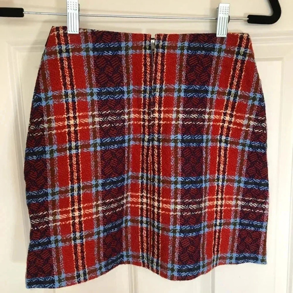 𝅺Vintage Handmade MCM Red/blue tweed trendy mini skirt size‎ XXS - Picture 4 of 10